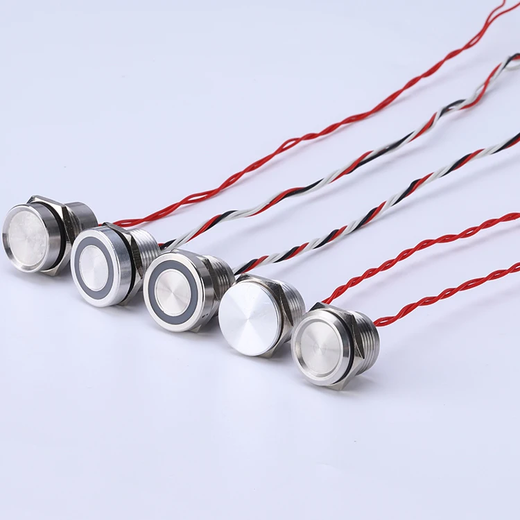 22/25mm/30mm Waterproof IP68 Latching Momentary Touch Push Button Switch Ring LED Lighted Metal Piezo Switch