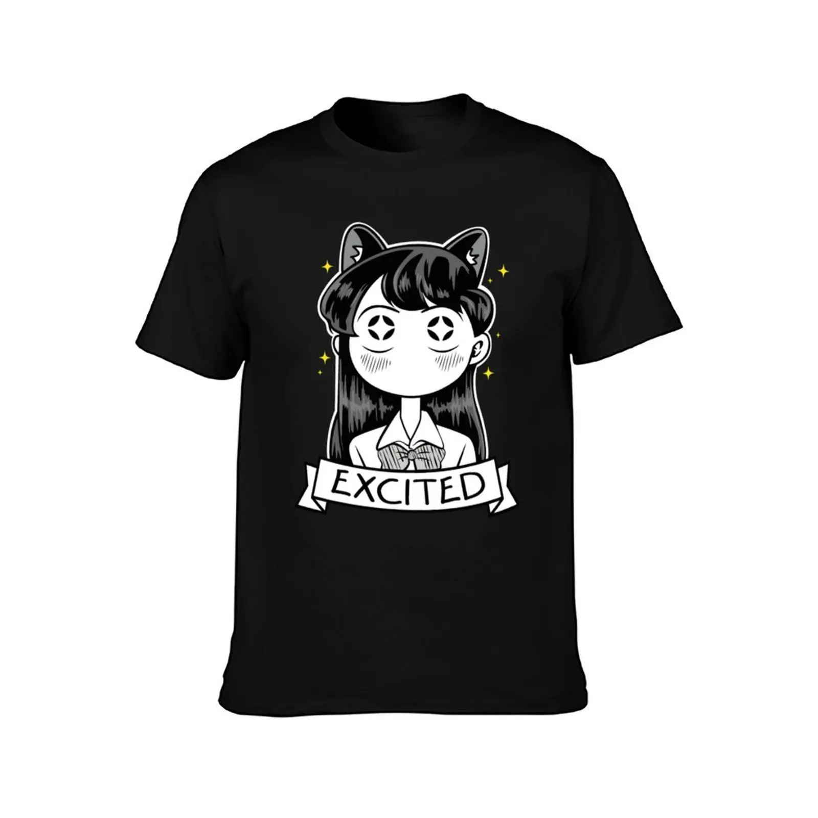 Excited Komi - Komi Can't Communicate Komi San Retro - Shouko Excited T-Shirt Plus Size Solid Color T-Shirt