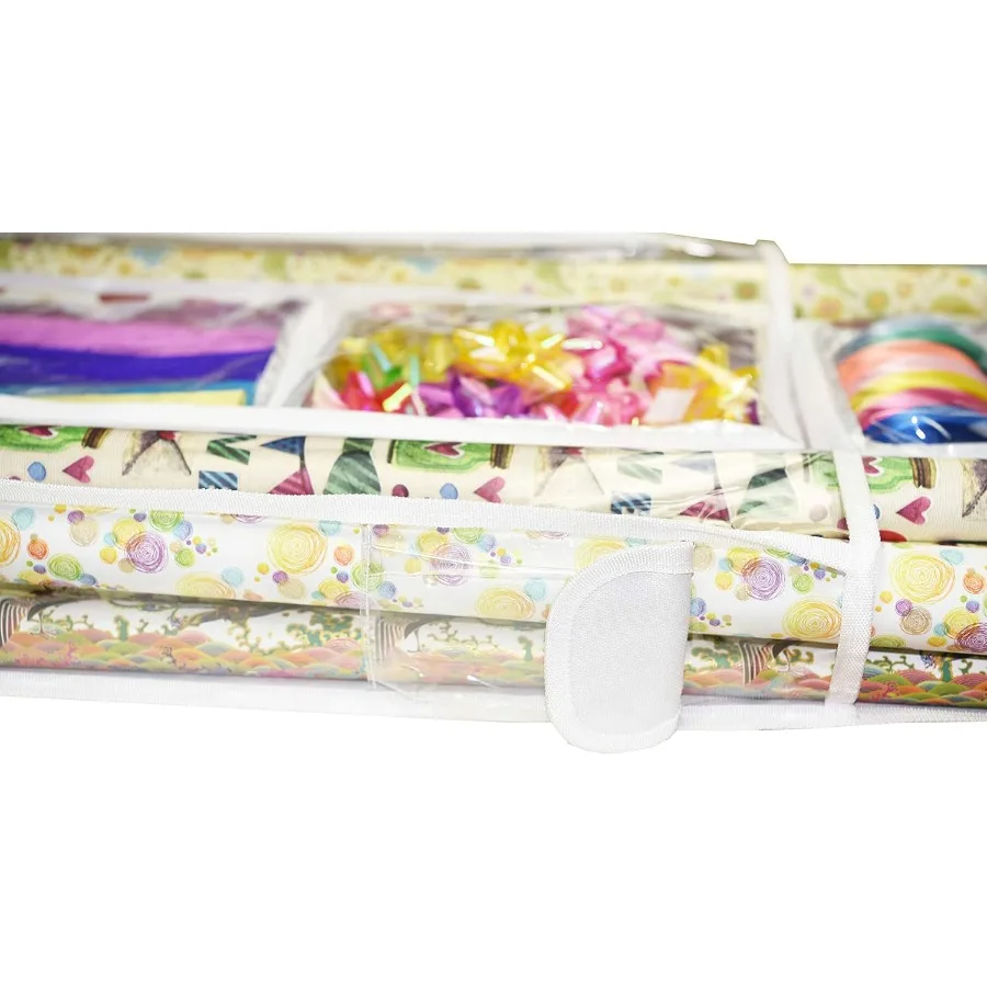 منظم تغليف الهدايا المعلق على الوجهين لتخزين لفات ورق التغليف الكبيرة مقاس 16 × 41 ومقاوم للتمزق وموفر للمساحة #5