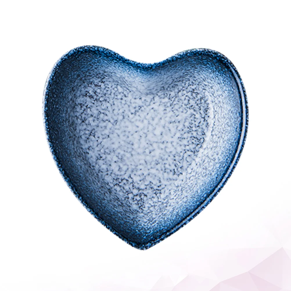 

Heart-Shaped Ceramic Bowl Blue Creative Love Fruit Salad Storage Bowl Home Store Decorative Comfortable Touch Easy Clean
