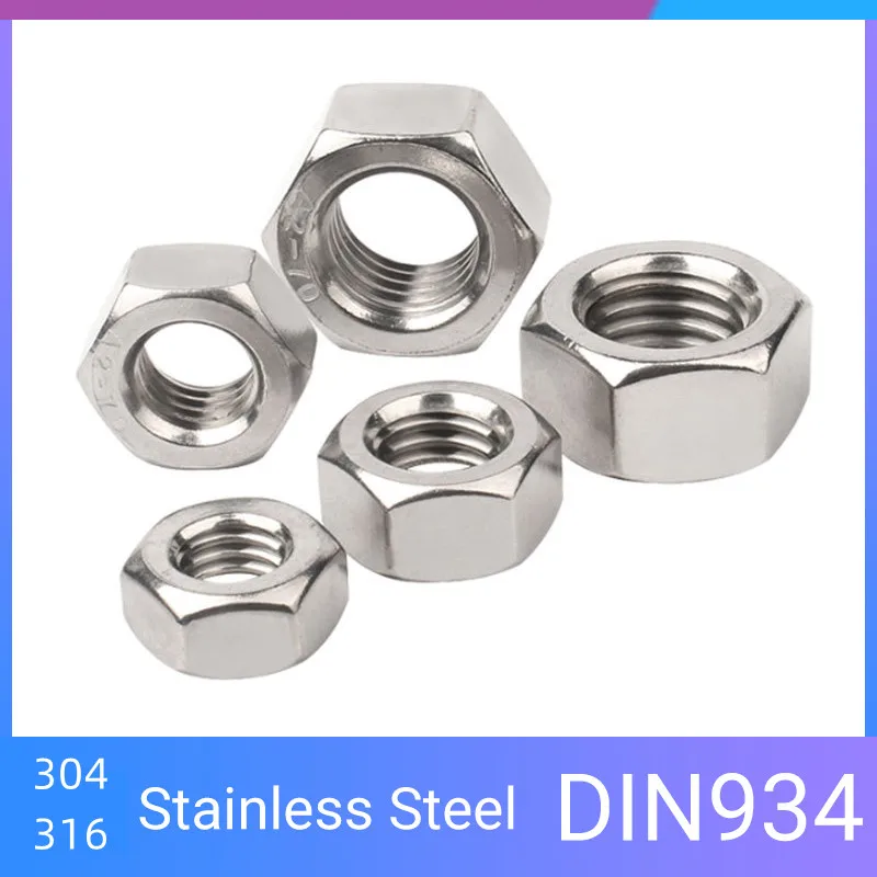 M3 M4 M5 M6 M8 M10 M12 M14 M16 M18 M20 DIN934 304/316 A2-70 Stainless Steel Left Hand Thread Reverse Opposite Hex Hexagon Nut