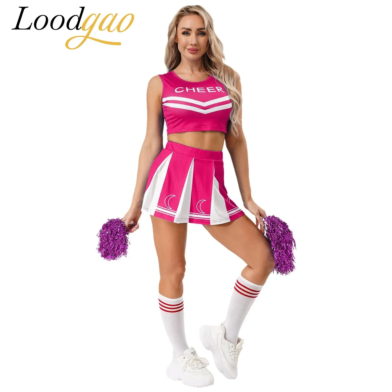 

Womens Cheerleader Costumes Adults Cheering Cheerleading Uniform Schoolgirl Roleplay Cheerleading Costumes Performance Outfits