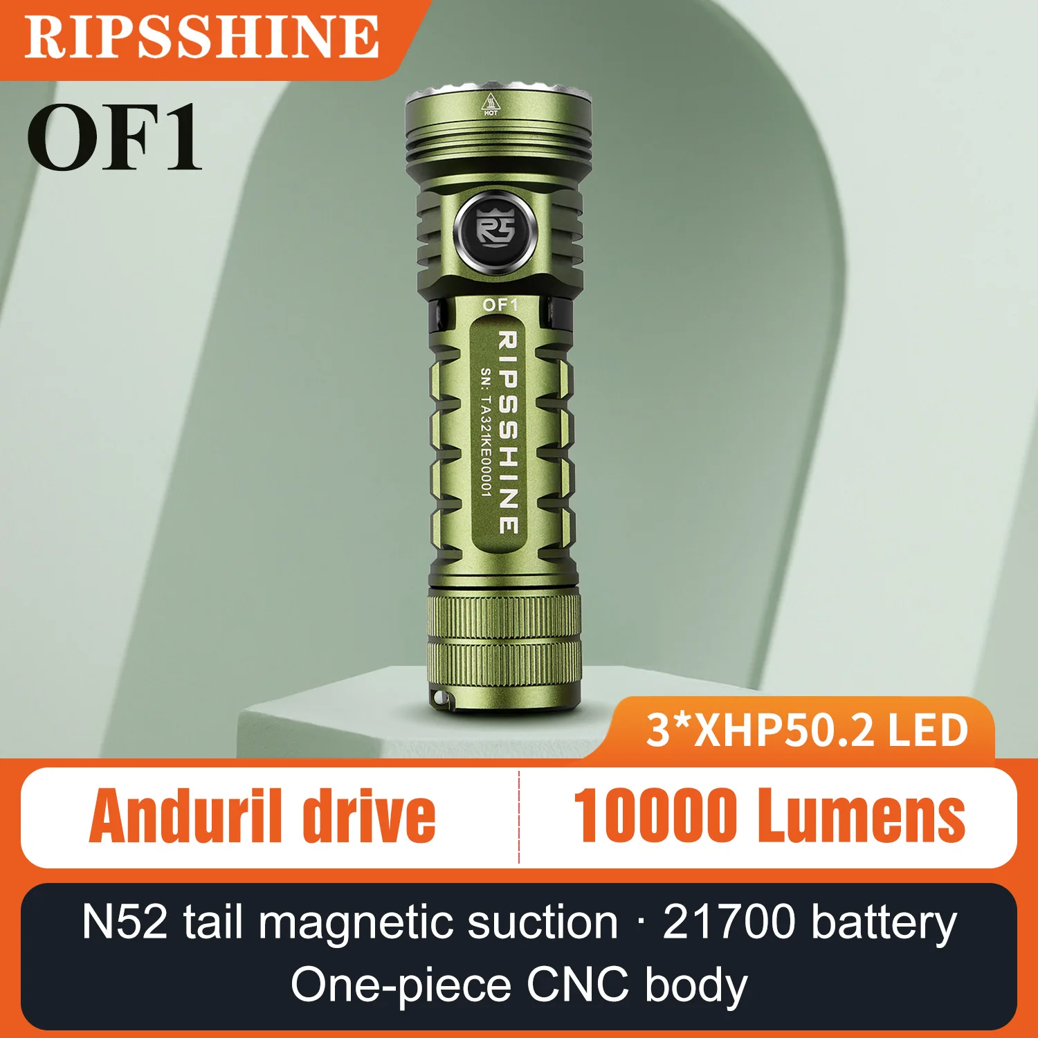 

10000LM Ultra-Bright Pocket Flashlight 302m Beam 110mm Compact IPX8 Tail Magnet & Clip 21700 Battery