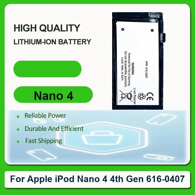 

Аккумулятор для Apple iPod Nano 5 (5G, 5-е поколение), MP3 616-0467, 2 (2G, 2-е поколение), 7 (7-е поколение), MB903LL/A; 616-0639; 616-0640 [W0784], MP4 4