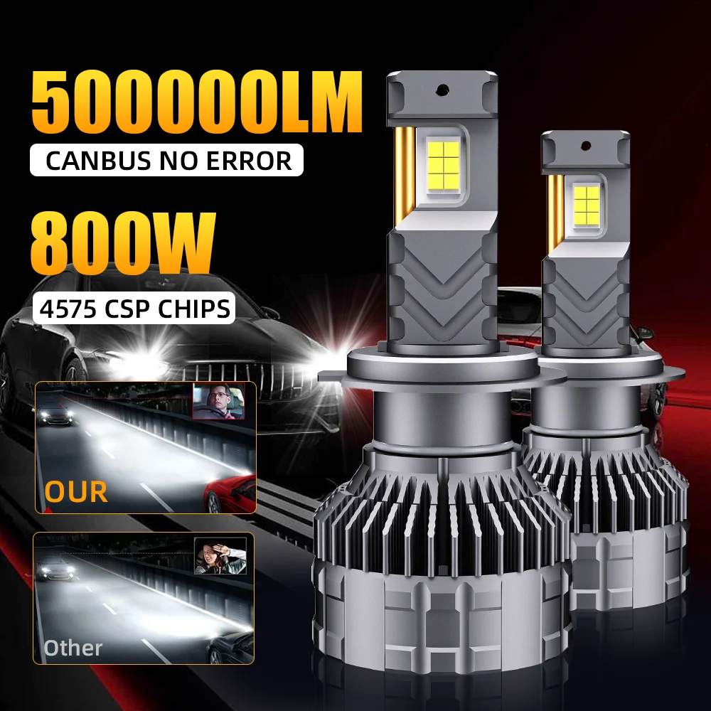 

2 шт. Автомобильные фары 800 Вт H4 H7 LED H11 9005 9006 H1 H8 HB3 HB4 9012 HIR2 9004 9007 9012 880 Противотуманные фары 6000K 12V CSP Чипы Canbus