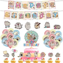 Pusheen Cat Party Decoration forniture di compleanno Banner Cake Topper Balloon regalo per bambini Baby Shower Photo puntelli strumenti di ornamento