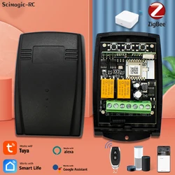 ZIGBEE Smart Garage Door Opener 2ch 433/433.92 Mhz 12V 24V 220V Gate Fixed Rolling Code Controller Switch Receiver Need Gateway