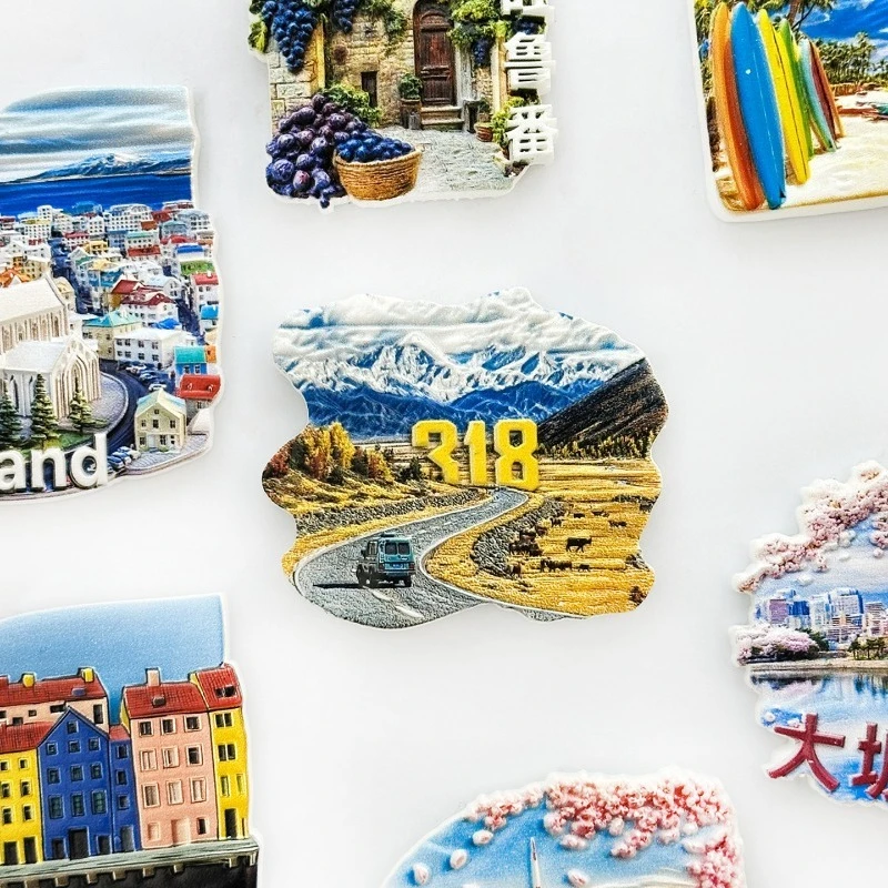 Tibet Highway 318 Fridge Magnet - 3D Adventure Travel Souvenir Snow Mountain Road Trip Decor Unique Plateau Gift