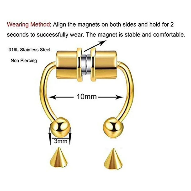 Magnetische Hoefijzer Neus Ringen 316L Rvs Faux Septum Ringen Nep Piercing Clip Op Neus Hoop Ringen Gift Voor Vrouwen meisje