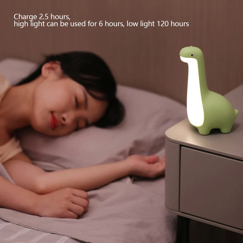 Dinosaur Night Light Cute Baby Night Light Eye Protection Bedside Timing Lamp USB Charging Room Decoration Children's Gift