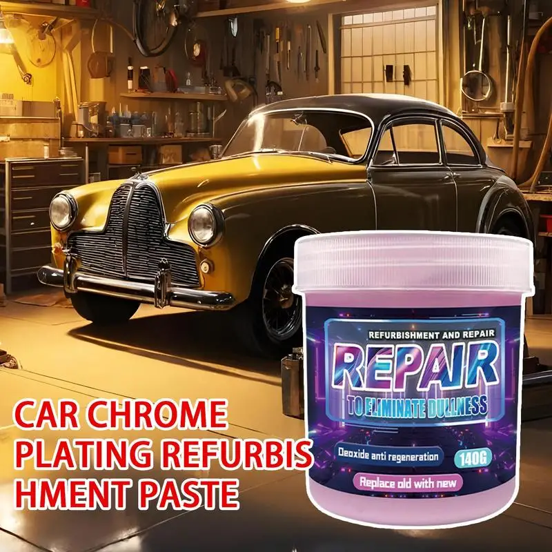 Chrome Polish For Car 140g Chrome Restorer Metal Polishing Paste Restorer Car Plating Refurbishment Paste Vehicle Detailing