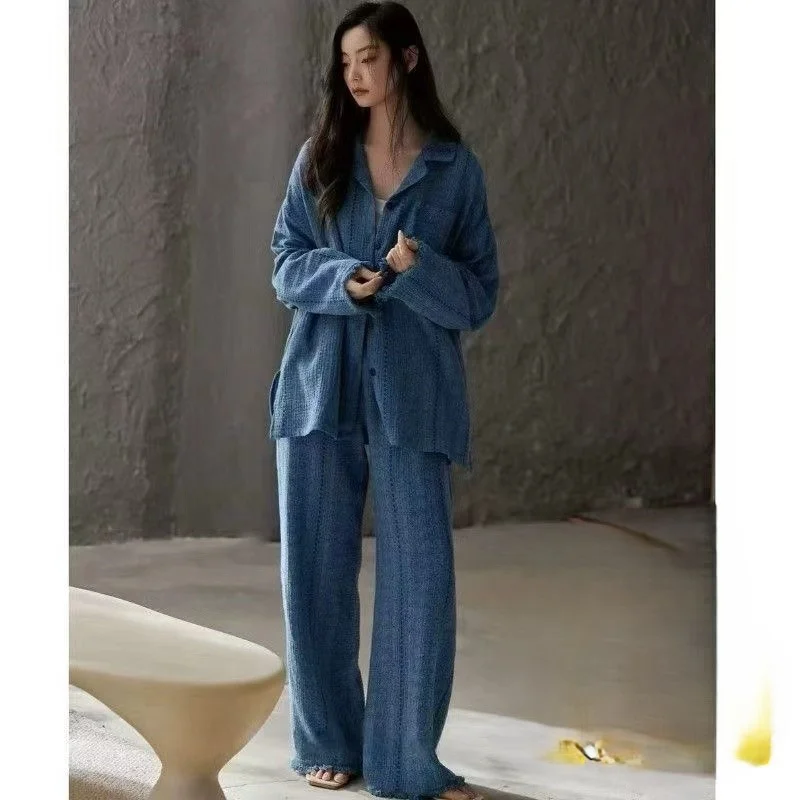 

Комплекты пижам Urban Outfits для женщин: весенние, из вискозы, с воротником, капри, натуральные, влагоотводящие, легкие, простые, повседневные, для дома и отдыха