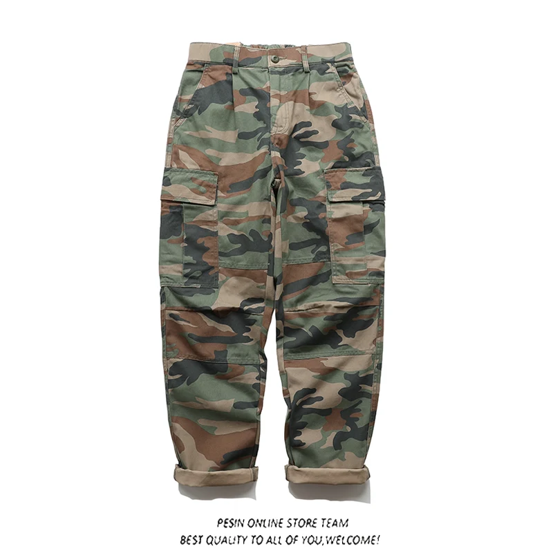 

Camouflage Work Pants Men's Vintage Japanese Sle Multi-ket Loose Straight Leg Casual Trousers Trendy Brand Youthful Autu...