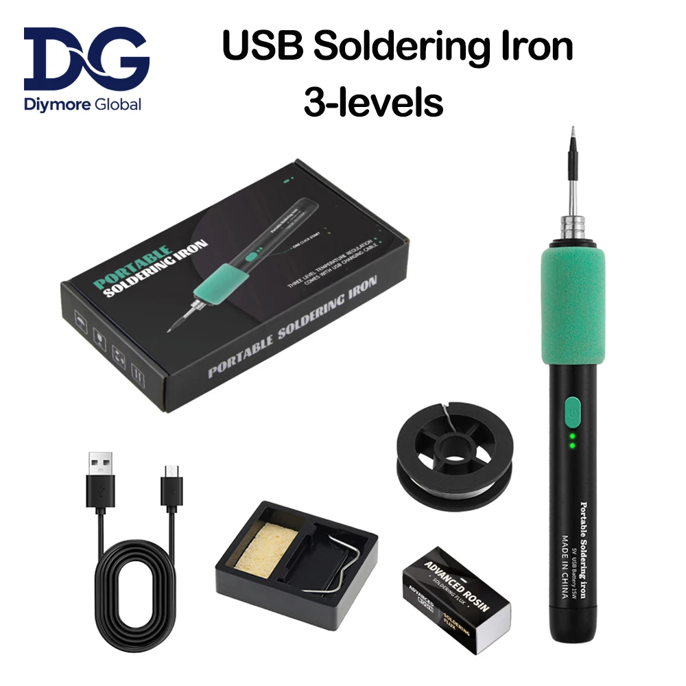 USB Soldering Iron 8W 3-levels Adjust Temperature Built-in Battery Soldering Iron Welding Set DIY Home Repair Solder Tool