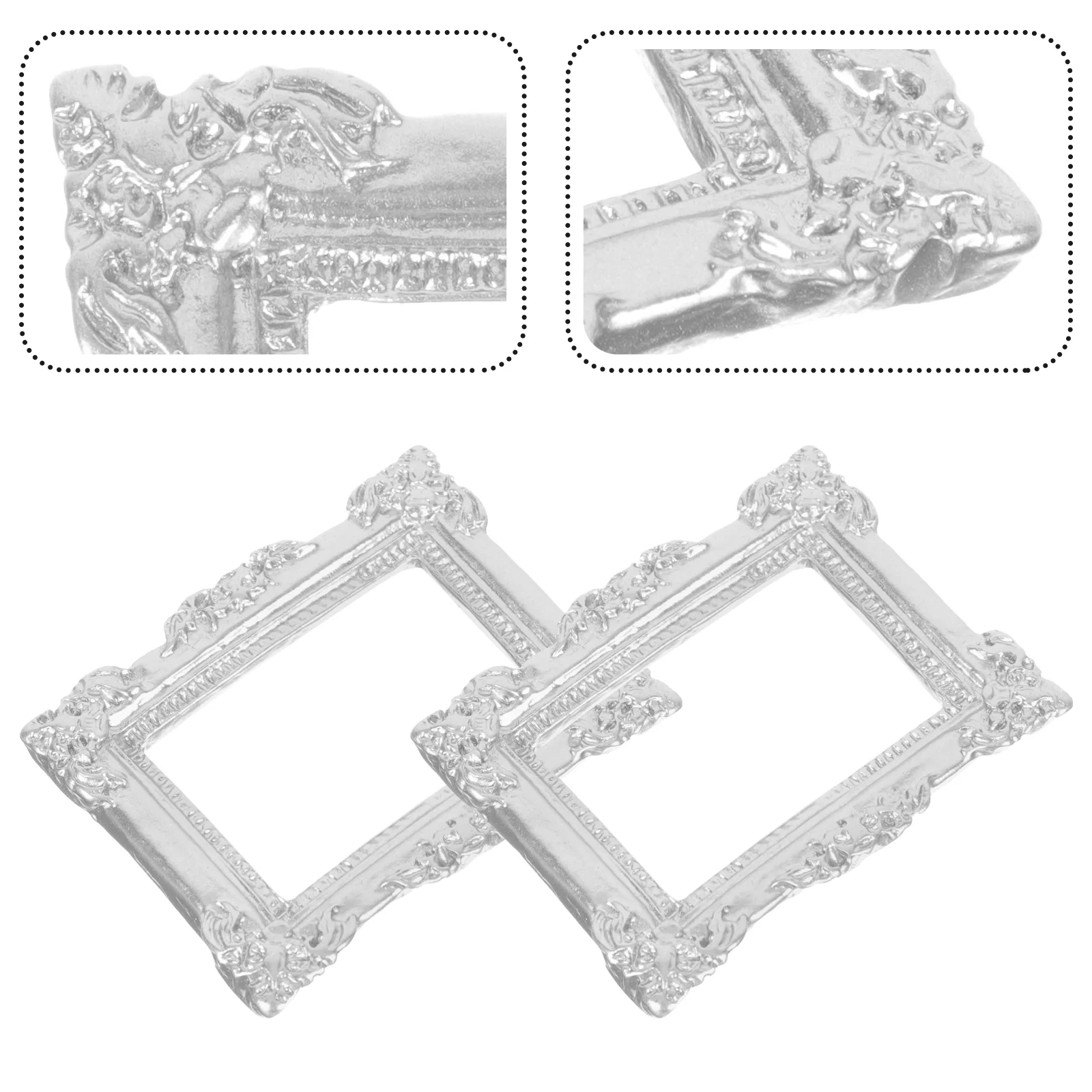 

10 Pcs Gold Picture Frame Photo DIY Frames for Mini Houses Display Stand Miniature Props Silver Vintage