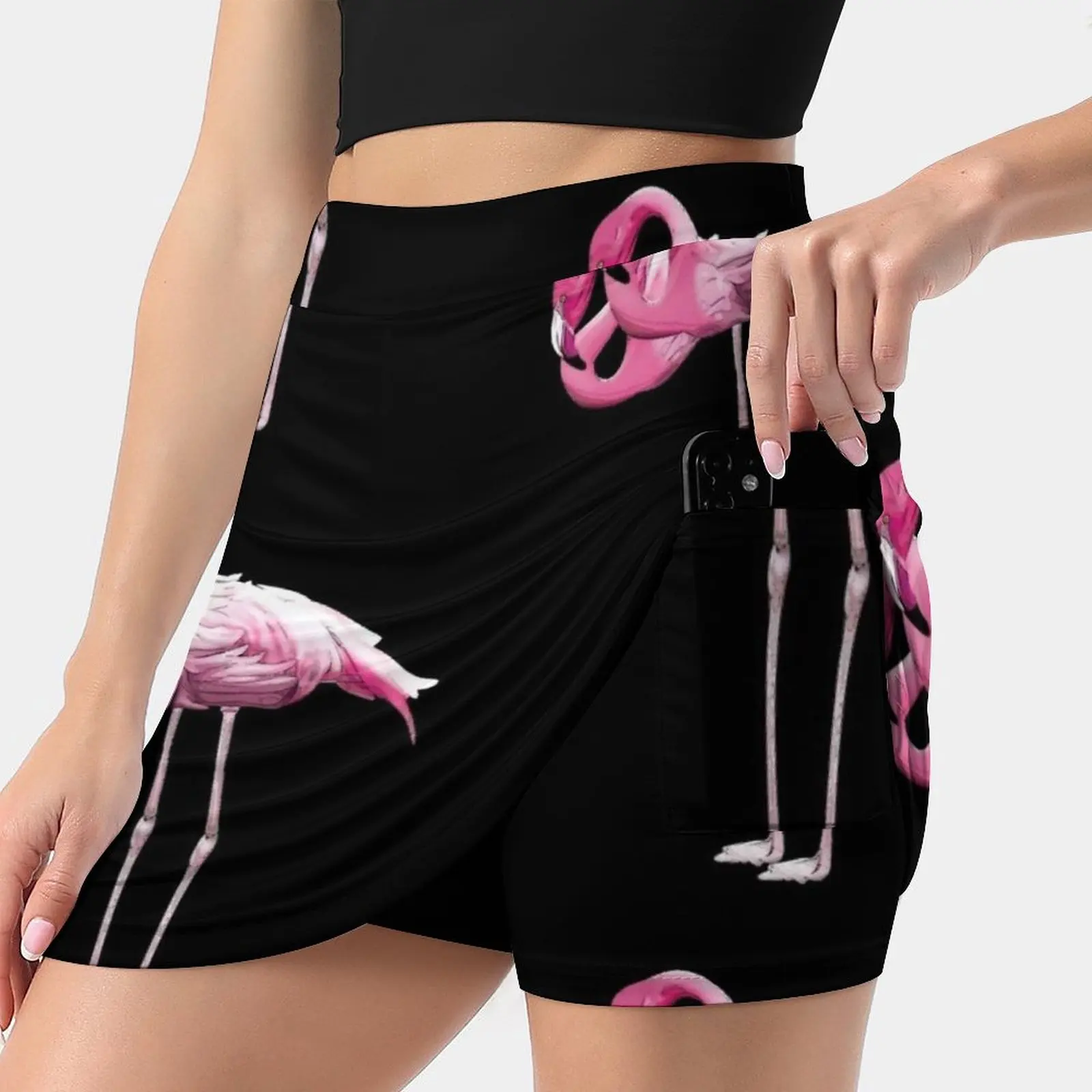 Women's skirt Sport Skort Skirt With Pocket Fashion Korean Style Skirt 4Xl Skirts Flamingo Pink Birds Pink Flamingo Flamingo