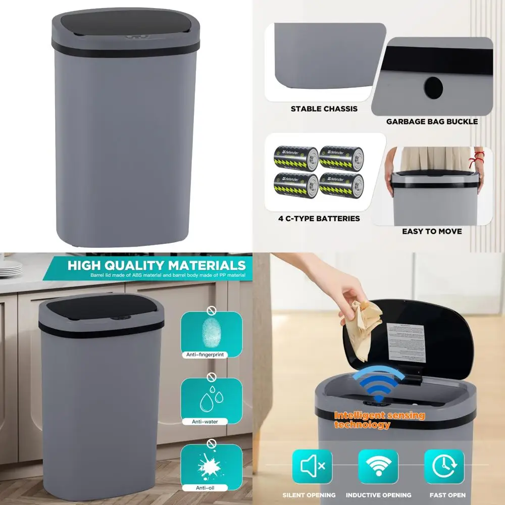 

Automatic Touch-Free 13 Gallon High-Capacity Kitchen Trash Can with Motion Sensor for Easy Garbage Disposal