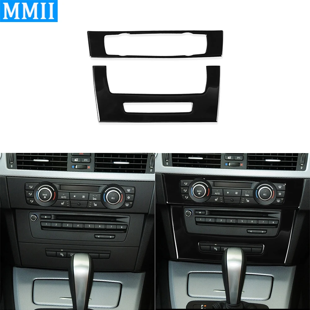 For Bmw 3 Series 2005-2012 e90 e92 Piano Black Air Conditioner CD Control Panel Plastic Cover Car Interior Accessoriers Sticker