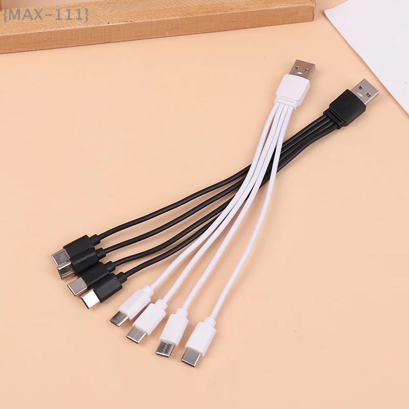 Schnellladekabel für mehrere Geräte, 20 cm 4-in-1-USB-C-Splitter für Telefone und Tablets, kompaktes Schreibtisch-Organizer-Zubehör