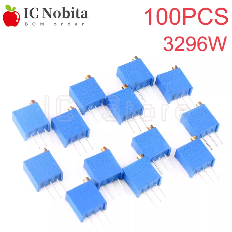 

100PCS Triode Adjustable Resistor Trimmer Potentiometer 3296W 3296 50 100 200 500 1K 2K 5K 10K 20K 50K 100K 200K 500K 1M 2M Ohm