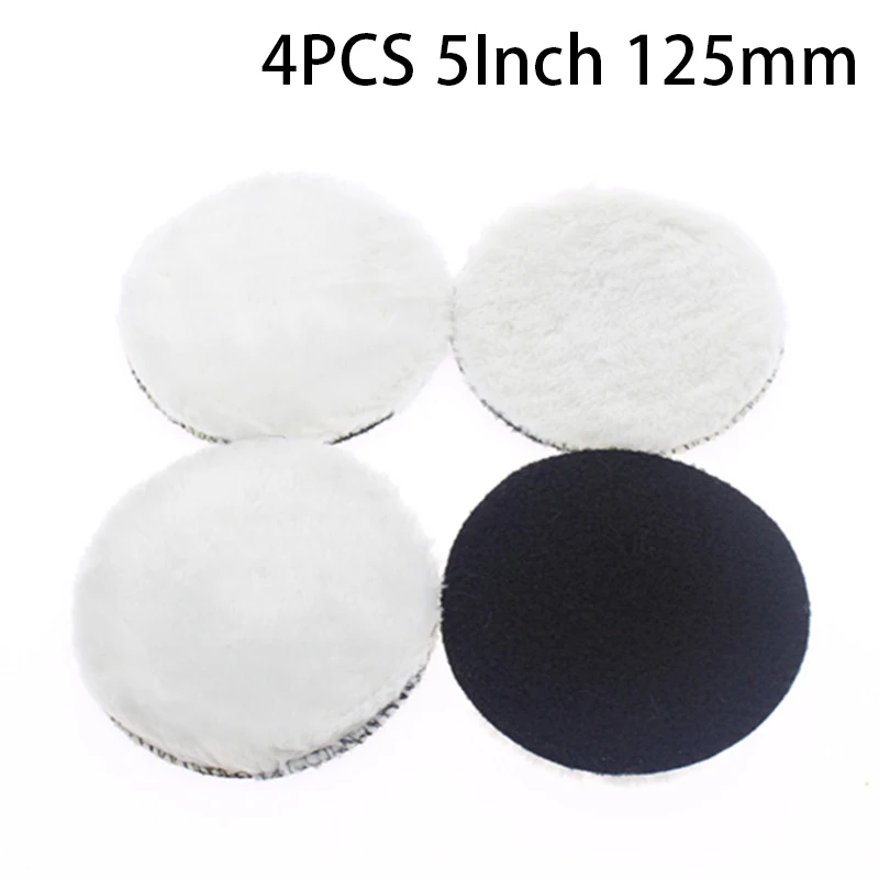 5\'\' Polishing Inch Pads 125mm Car Buffing Artificial Polisher White Kit Soft Set Accessories Bonnet Rotary Angle