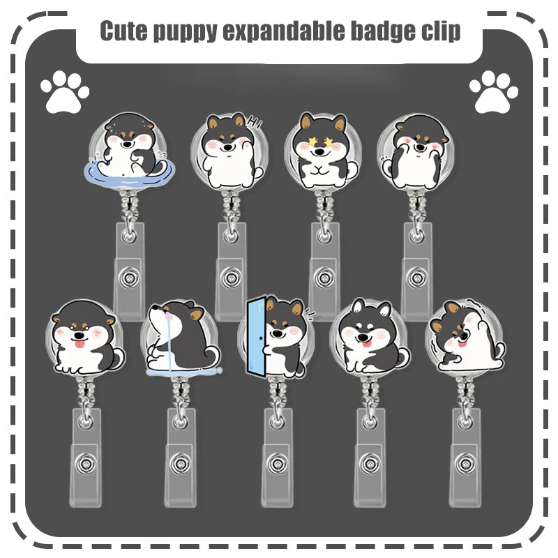 1PCS Animals Pull Badge Nurse Cute Dog Name Badge Reel Clip Badge Holder Doctor School Student Office ID Card Gifts