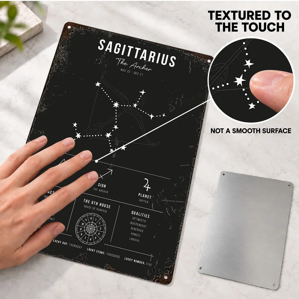 Sagittarius Constellation Textured Metal Poster Customized Aluminum Sign Star Pattern Diagram Wall Art For Science Classroom