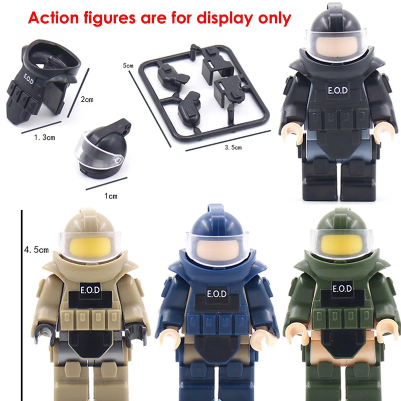 Figure militari L'estrazione delle bombe Accessori per tute Building Block Soldato della polizia moderna Gilet Attrezzatura Modello Mini parti Mattoni Giocattolo