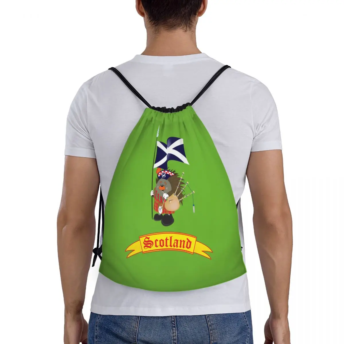 Greetings From Scotland Portable Drawstring Backpack Storage Bags Outdoor Sports Traveling Gym Yoga