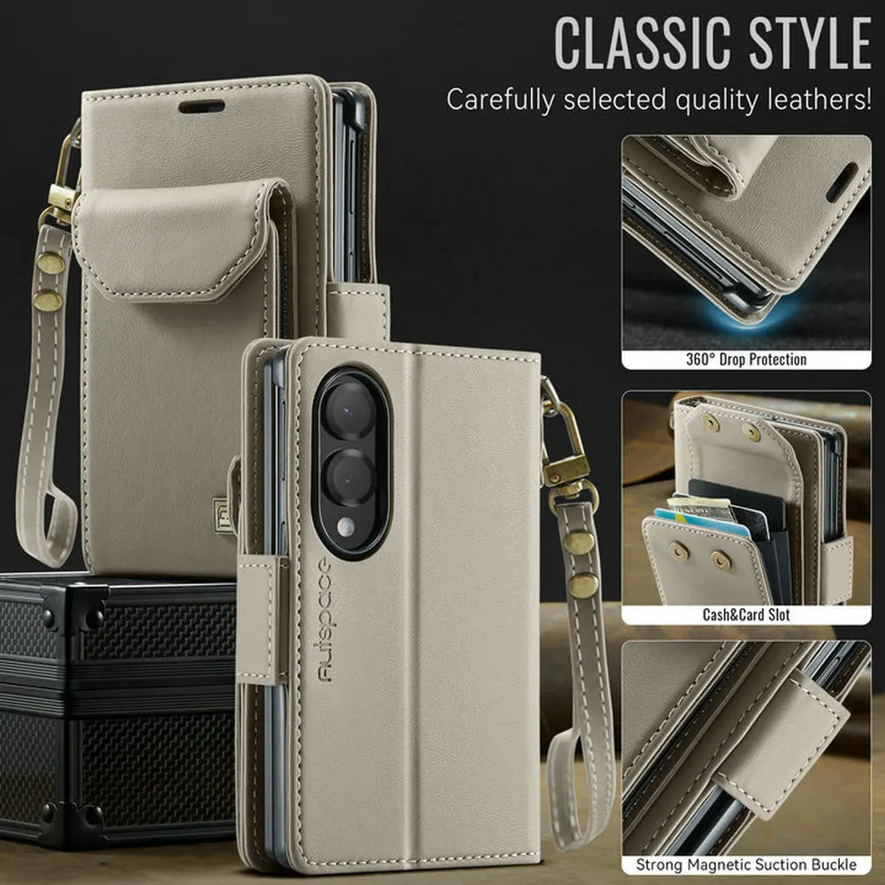 Etui Z Fold8 5G Flip Case do Samsung Galaxy Z Fold 8 z paskiem na szyję, skórzane etui portfelowe Funda do Galaxy Z Fold8, szeroka, odporna na wstrząsy osłona. — zdjęcie produktu 2