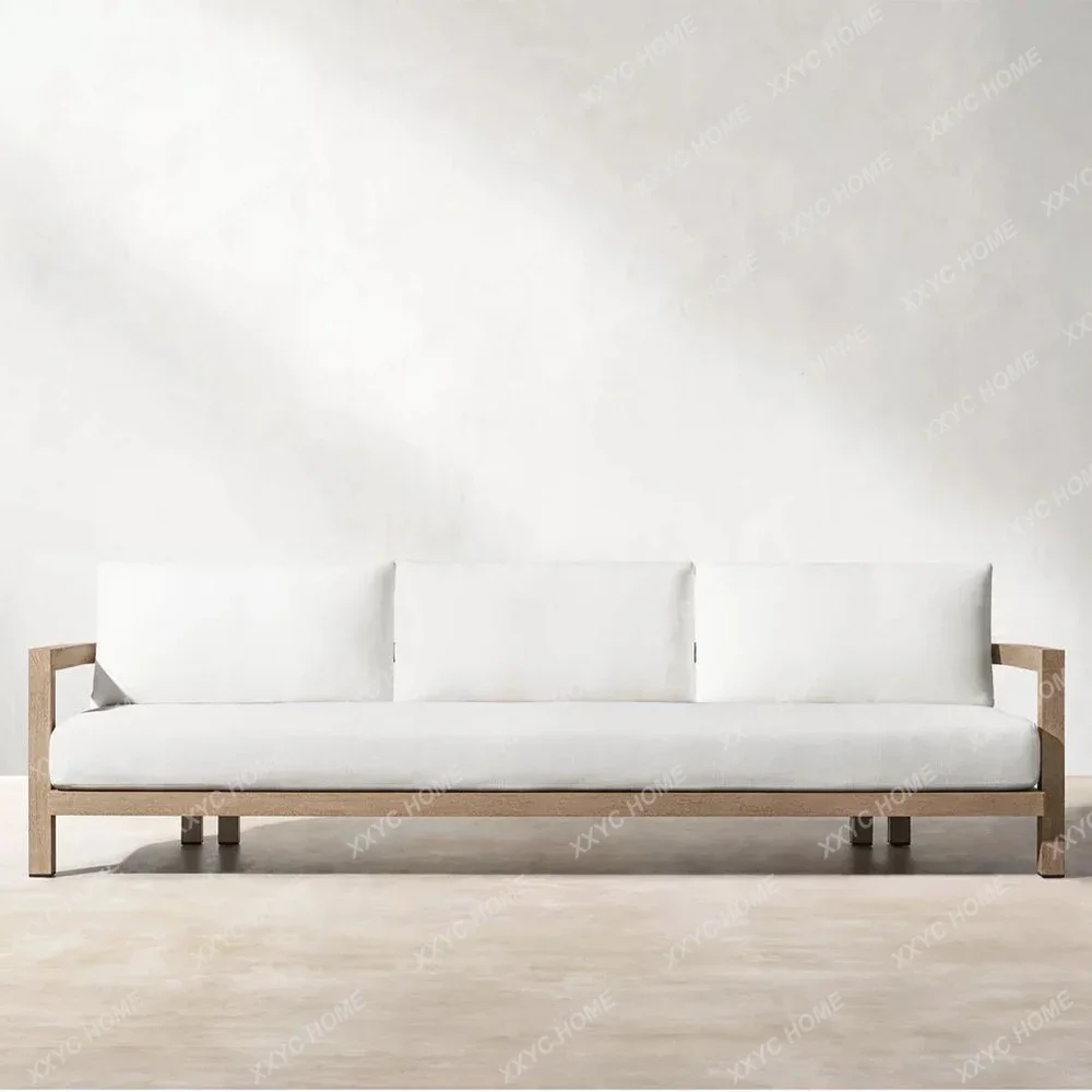 Conjunto de sofá de jardim de teca para quintal e móveis com almofadas