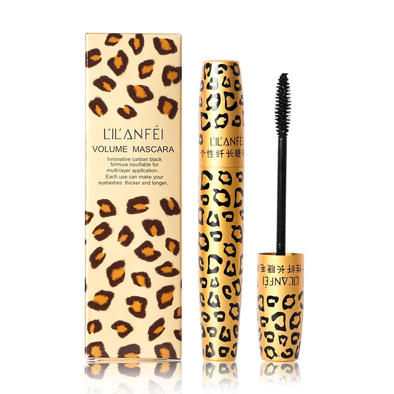 Leopard Pattern Waterproof Mascara Velvet Dense Slender Eye Black Combination 4D Eyelash Curling Thick Female Mascara Make Up