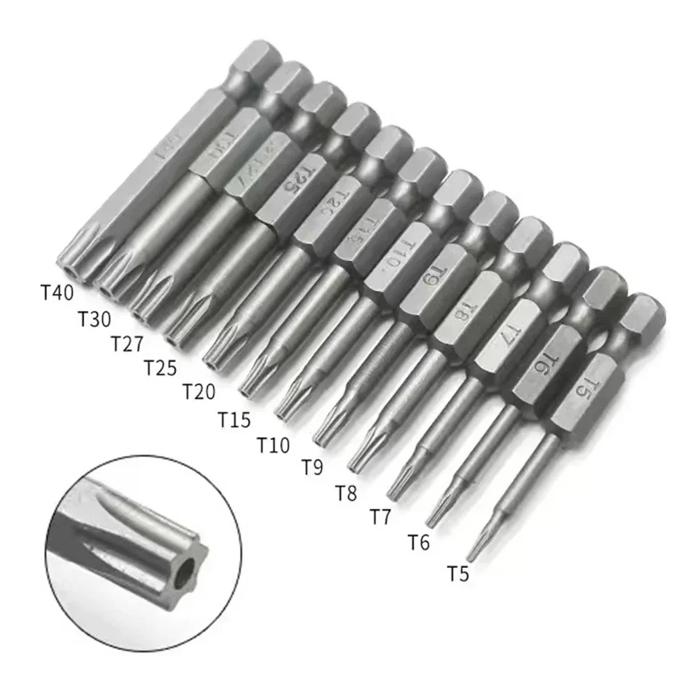 50mm Security Tamper Proof Magnetic Screwdriver Set Hexagonal Torx Flat Head 1/4\