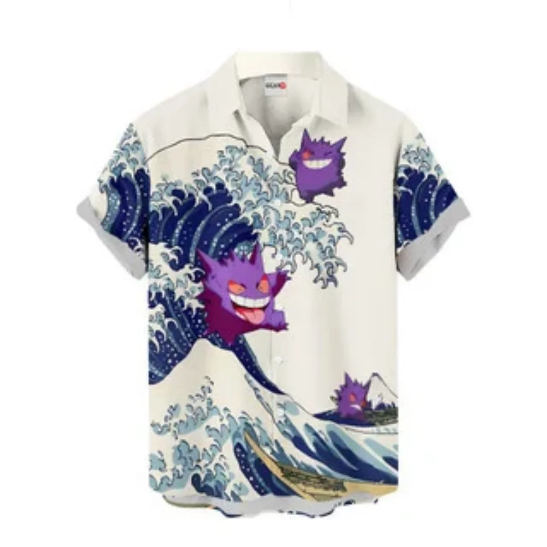 

2026 Pokémon Gengar Graphic Hawaiian Shirt Casual Beach Shirt Summer Sports Men's T-Shirt Children's Clothing Tee Y2k Woman ﻿