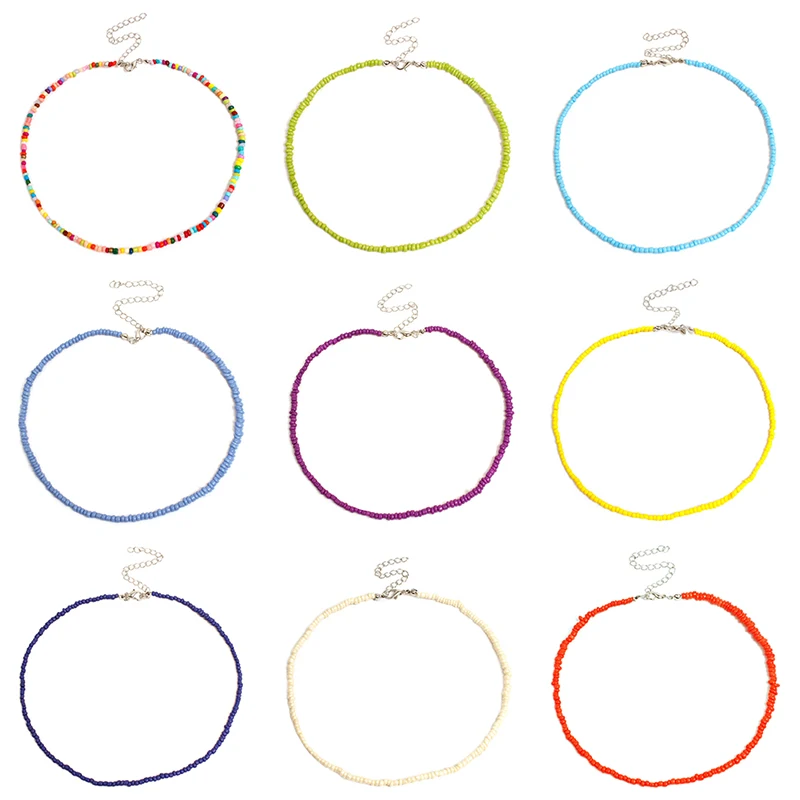 Candy Color Kraal Ketting Bohemian Handgemaakte Regenboog Kralen Choker Kettingen Voor Kinderen Meisjes Mode Vrouwen Sieraden Kettingen