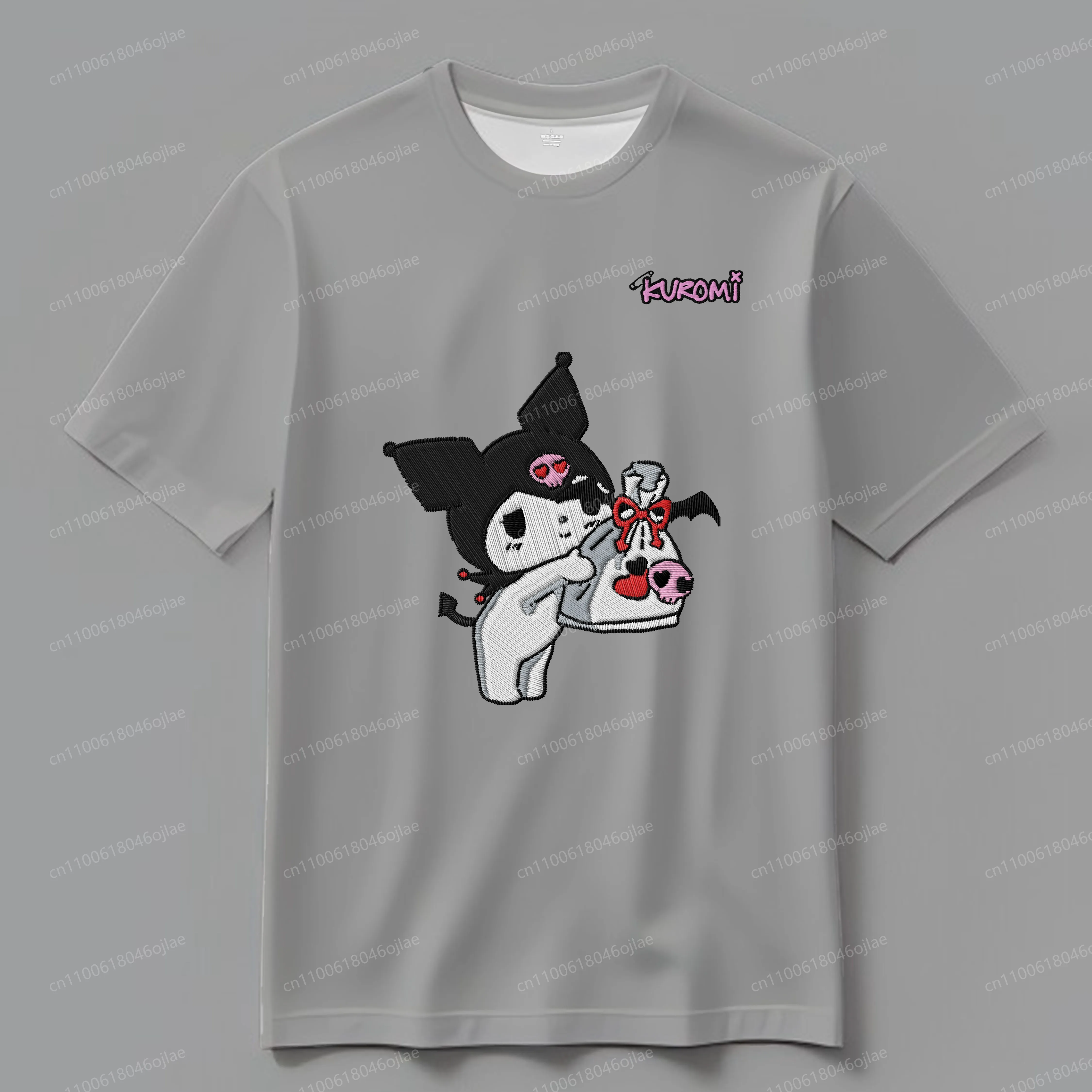 

Высококачественная вышивка Kuromi с коротким рукавом, сетчатая ткань с 3D принтом, женская одежда, топы, женские летние 2021, ультратонкая одежда Y2k