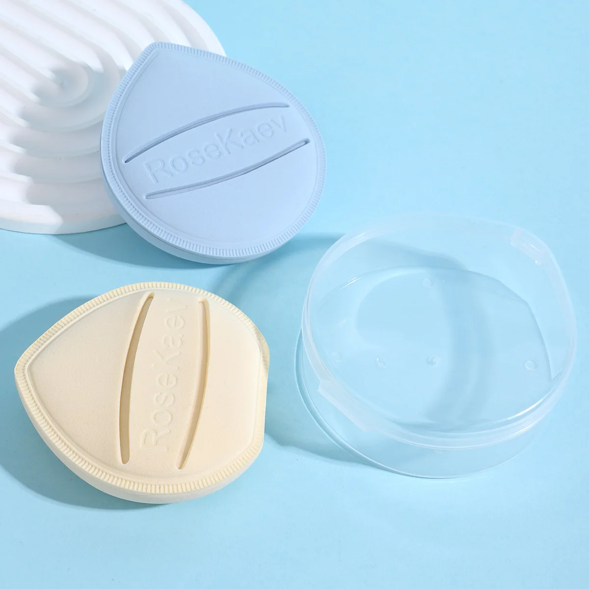 พัฟเบาะลมนุ่ม 3 ชิ้น แต่งหน้าพิเศษสำหรับรองพื้นชนิดน้ำ แต่งหน้าแบบใส ทั้งแบบเปียกและแบบแห้ง กล่องเก็บของเพื่อการจัดเก็บที่ง่ายดาย