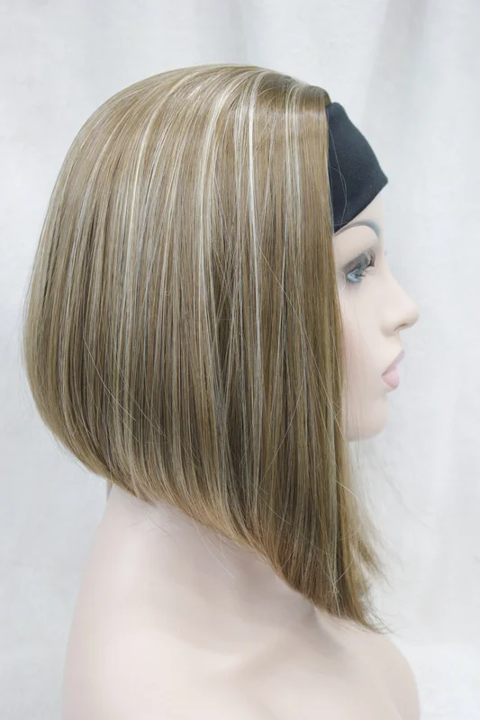 Half  Short Straight Headband Cosplay Wigs