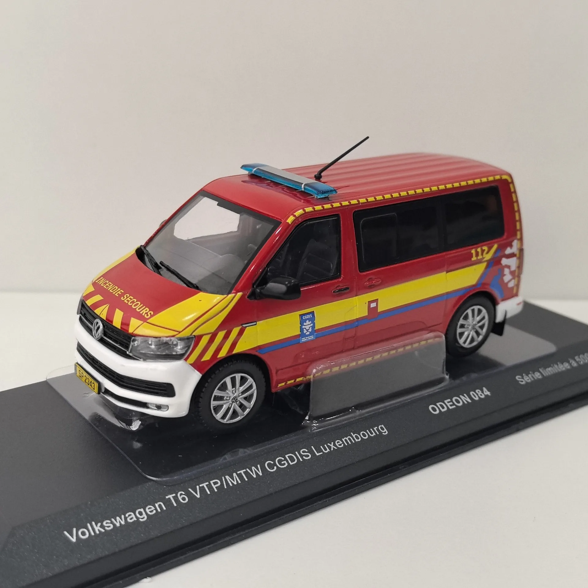 Diecast ODEON 1/43 Scale VW T6 VW Fire Engine Alloy Car Model Collectible Toy Gift Souvenir Display Ornament