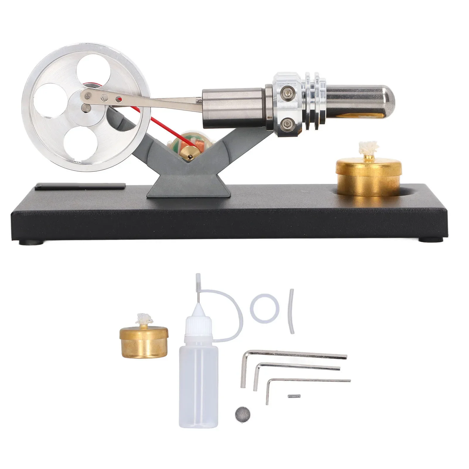 Stirling Engine Model Heat Engine Model With Dual Generator Loads Aluminum Stainless Steel Desktop Tech Toy