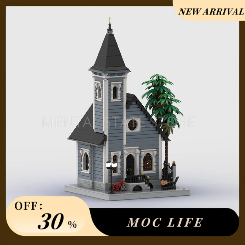 

[3586 шт.] индивидуальный набор MOC New Orleans Church, креативные строительные блоки STEM, развивающая игрушка, комплект строительной модели «сделай сам», на день рождения