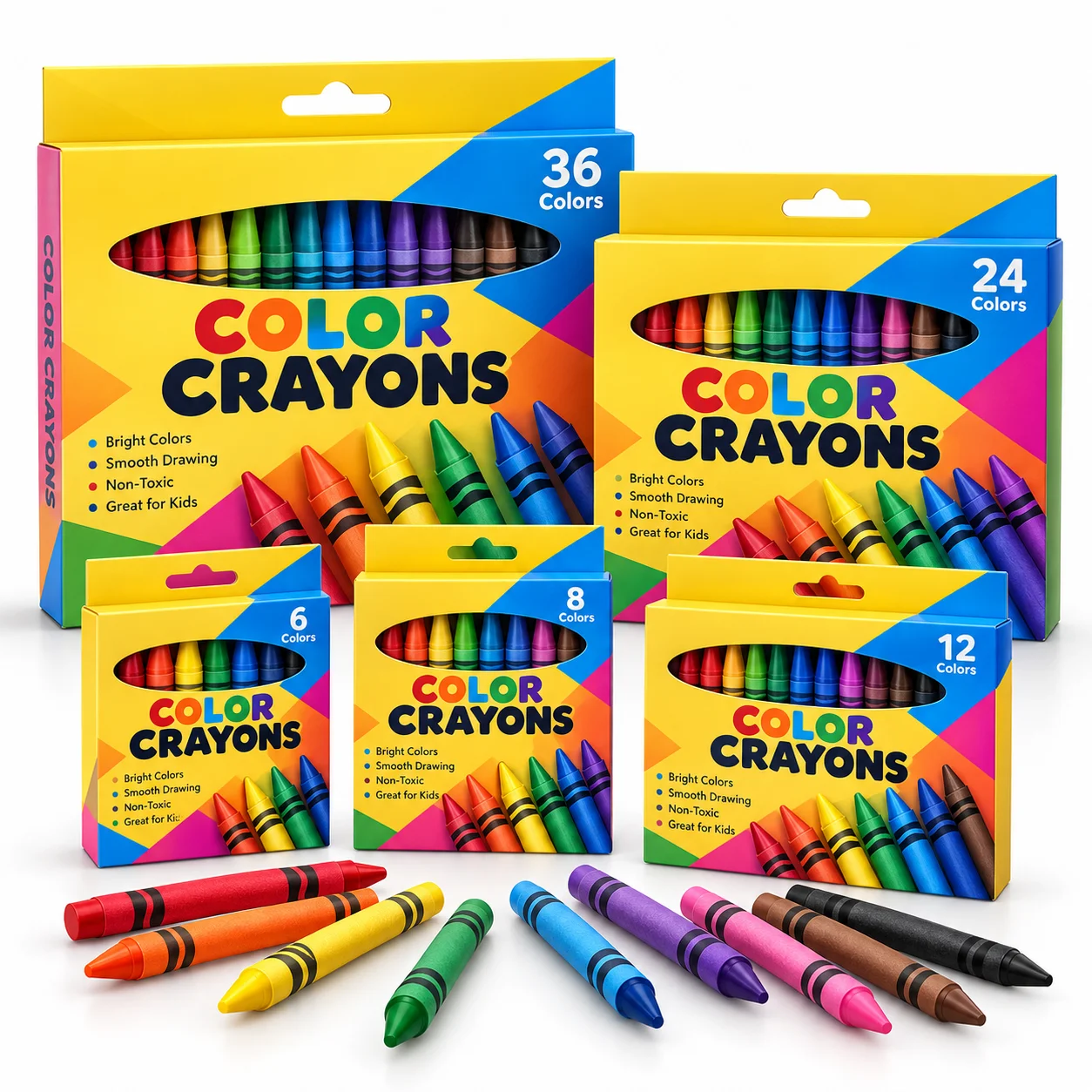 4/6/8/12/24 Colors Wax Crayons Set for Kids Drawing Coloring Non Toxic Crayon Art Supplies School Stationery Gift