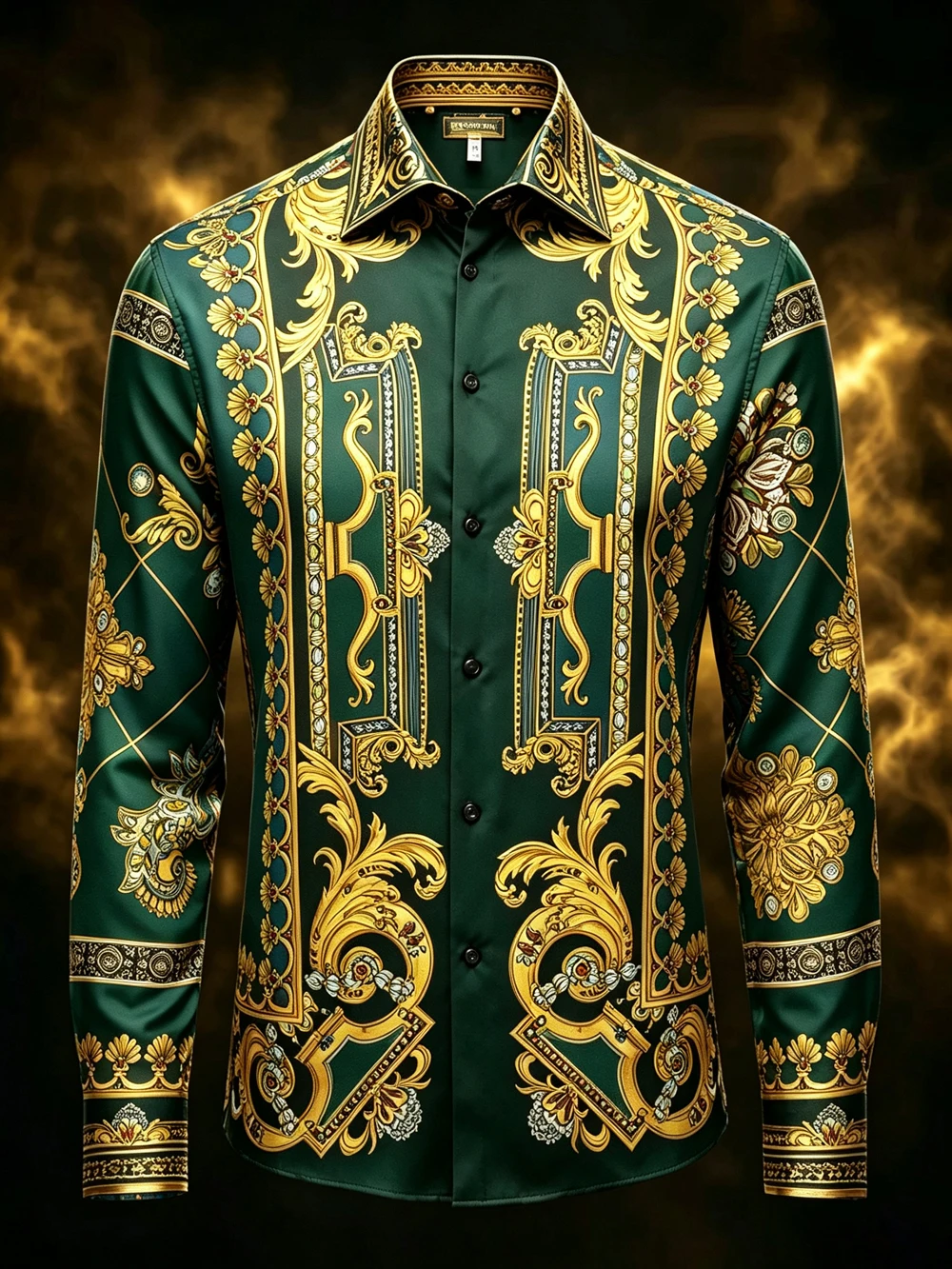 2026 Noble Men's Long-Sleeve Shirt, European and American Baroque Style Printed Shirt, Festival Party Men's Gift, Fast Shipping