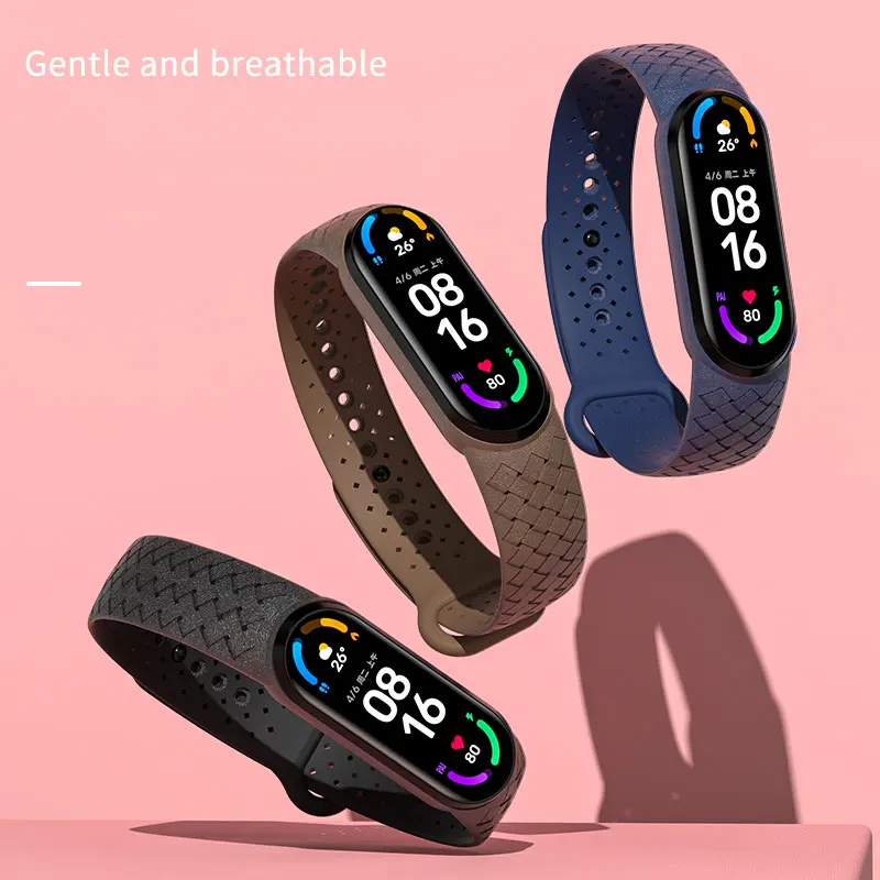 Braided Watchband For Xiaomi Mi Band 7 Strap Mi Band 6 5 Mi Band 4 3 Silicone Bracelet Wrist Mi Band 3 4 5 6 7 Samrt Watch Strap