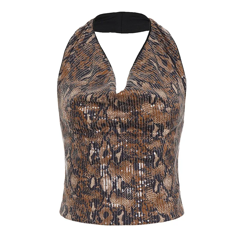 

Женский комплект из 2 предметов с блестками и серпантином, сексуальный распашной воротник, бретелька с открытой спиной, укороченные топы и шорты, костюмы для ночного клуба