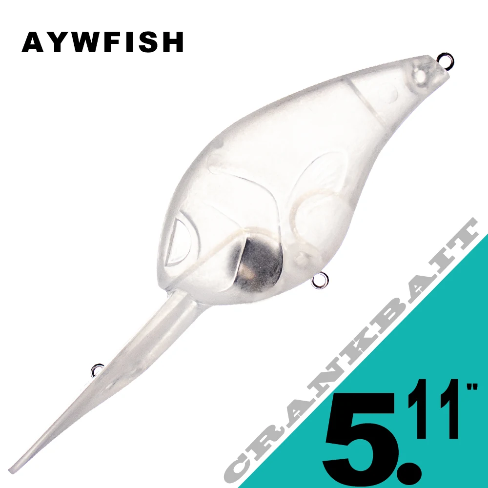 AYWFISH 13CM 25G Deep Water Crank Bait Artificial Tackle Floating Unpainted Crankbait Wobblers For DIY Fishing Lures Blanks 5PCS