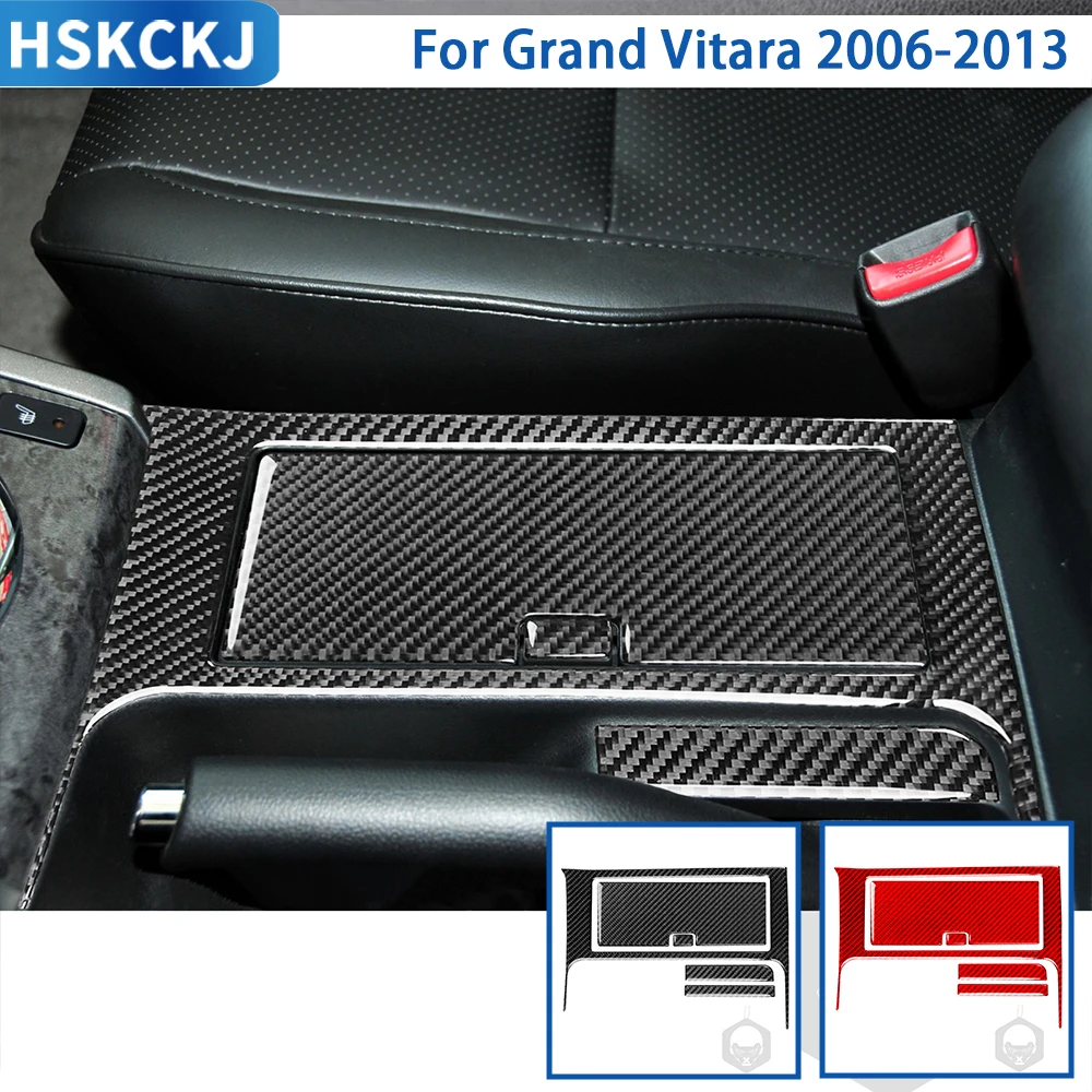 For Suzuki Grand Vitara 2006-2013 Accessories Carbon Fiber Center Cup Holder Panel Trim Sticker Decoration Car Interior