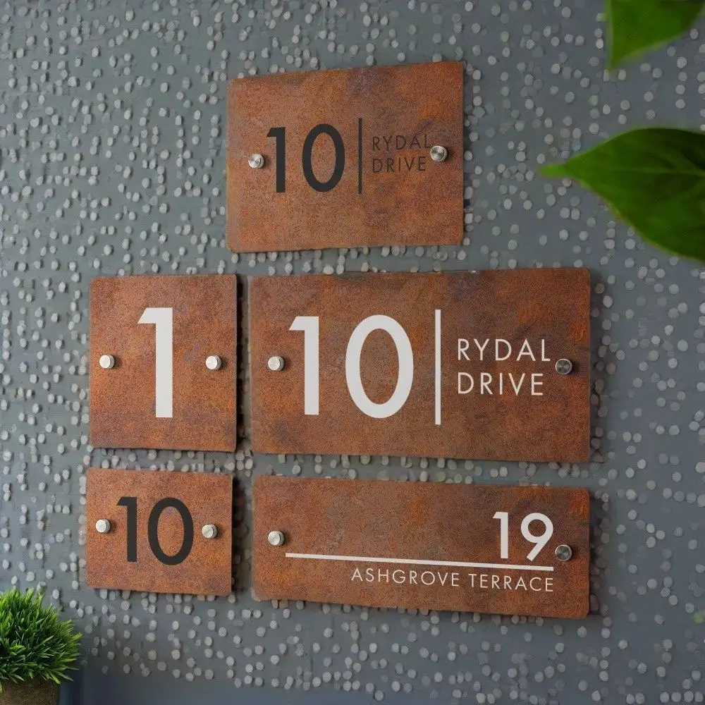 Cross-border hot-selling custom UV printing rust effect room number plate hotel apartment store address guide plate