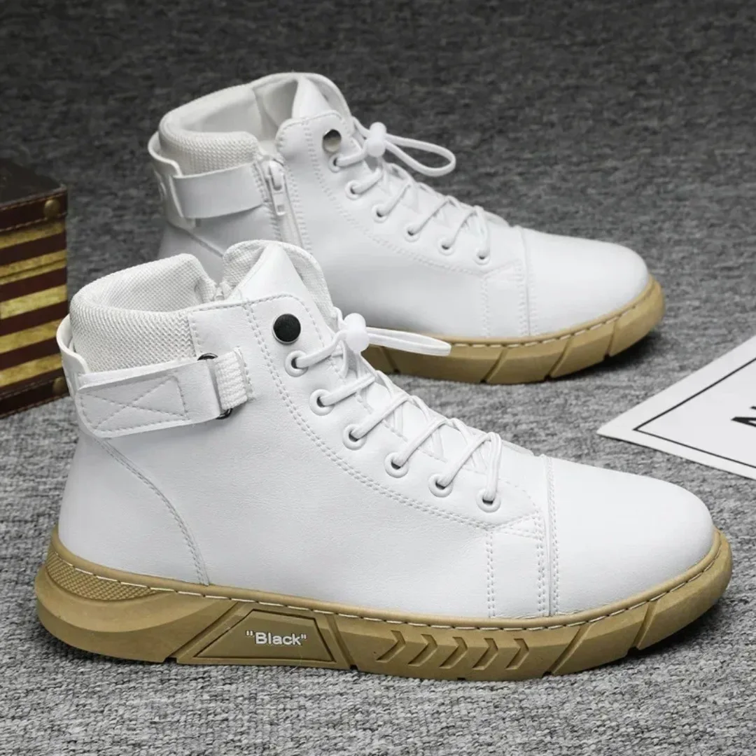 أحذية أمان للعمل بنعل سميك على الطراز البريطاني الجديد، عصرية بنعال دافئة وناعمة، أحذية جلدية غير رسمية للرجال عالية الجودة #2