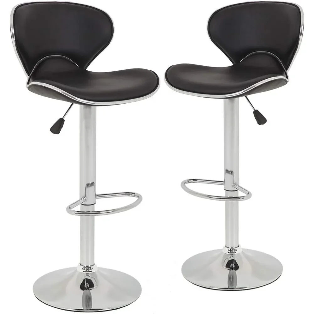 Bar Stools Set of 2, Counter Height Adjustable Bar Stools with Back Bar Stool PU Leather Swivel Kitchen Counter